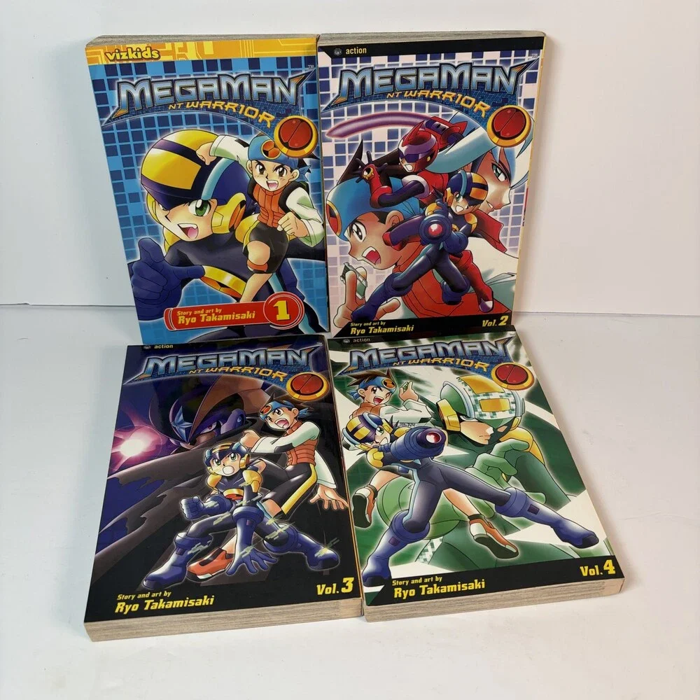MegaMan NT Warrior Manga Volumes 1-4 Set Ryo Takamisaki Vizkids Action Sci-Fi